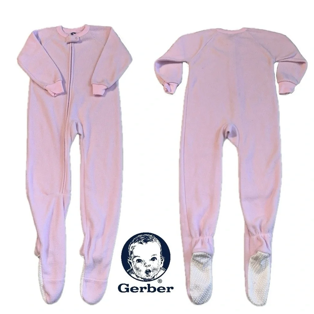 3-pr Pajamas GERBER Fleece Footed GAP Giraffe Set PJs Sleep Pink Green Girl 5